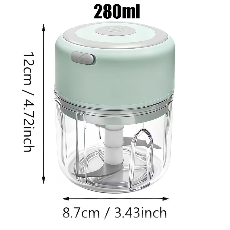FLZH Electric Food Chopper, 9.47oz Electric Garlic Chopper - Portable Mini Mincer with Easy Assembly, One-Handed Use & Multi-Function Design for Garlic, Ginger, Chili & Small Ingredients Great for Dorm Rooms & RV Kitchens