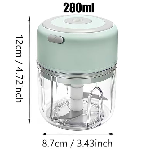 FLZH Electric Food Chopper, 9.47oz Electric Garlic Chopper - Portable Mini Mincer with Easy Assembly, One-Handed Use & Multi-Function Design for Garlic, Ginger, Chili & Small Ingredients Great for Dorm Rooms & RV Kitchens