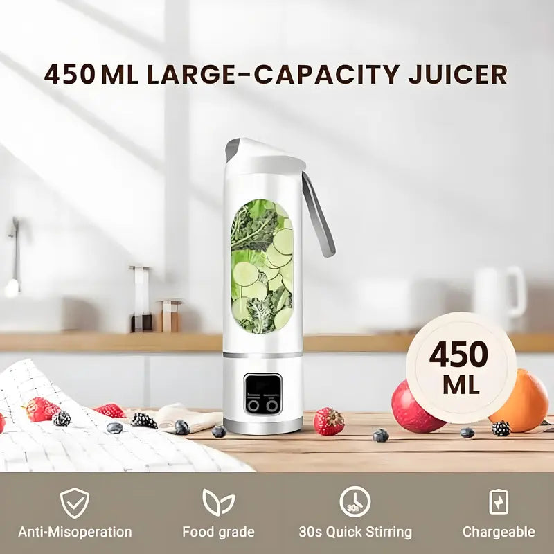 Portable USB-Rechargeable Blender & Juicer - Easy Clean, Perfect for Fruit & Vegetable Drinks, Milkshakes - 10.14oz to 16.91oz Capacity