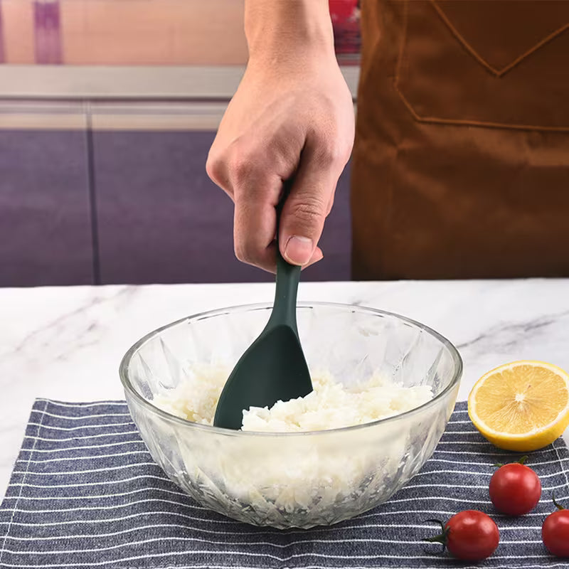 Piece One-Piece Silicone Rice Spoon, Non-Stick Heat Resistant Kitchen Utensil for Rice Cooker, Serving Spoon for Rice, Salad & Mashed Potatoes