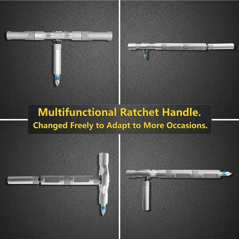 SEESE 24 in 1 Magnetic Screwdriver Set,Multifunctional Drill Bit Set,Household Repair Tool Kit,Detachable T-shaped Ratchet Handle Hardware