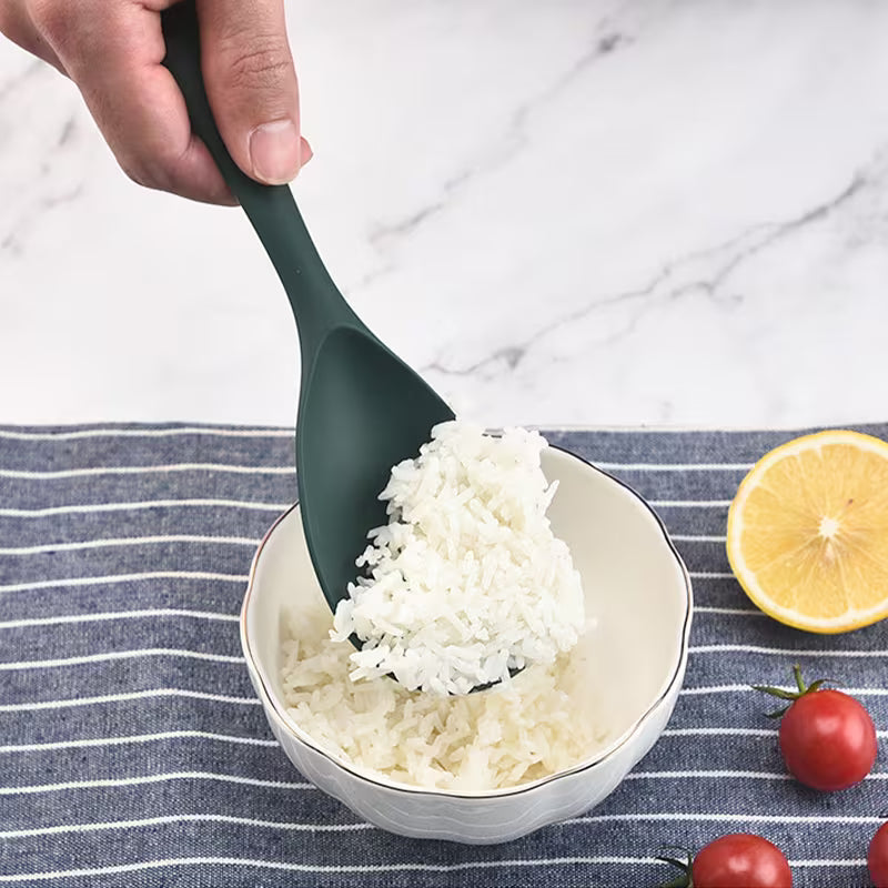 Piece One-Piece Silicone Rice Spoon, Non-Stick Heat Resistant Kitchen Utensil for Rice Cooker, Serving Spoon for Rice, Salad & Mashed Potatoes
