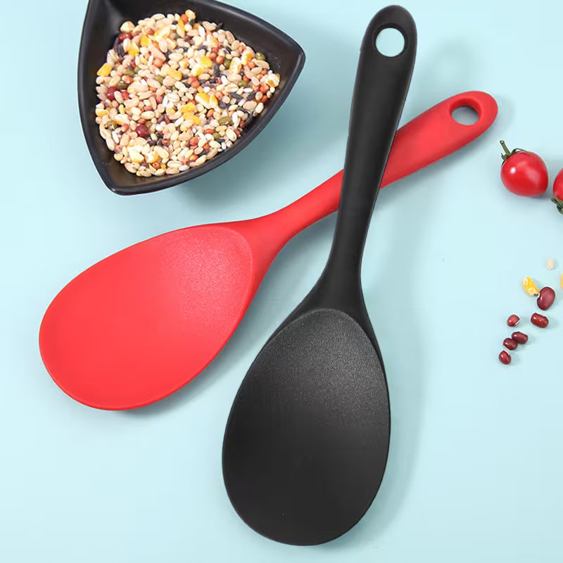 Piece One-Piece Silicone Rice Spoon, Non-Stick Heat Resistant Kitchen Utensil for Rice Cooker, Serving Spoon for Rice, Salad & Mashed Potatoes
