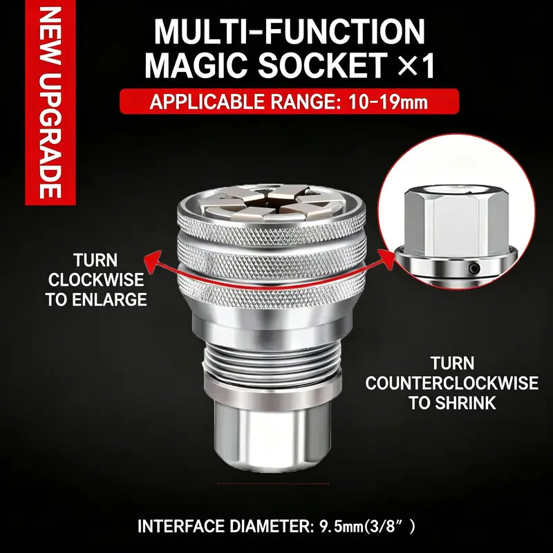 Multi-Function Universal Socket Wrench Tool - Universal Maintenance Tool, Adjustable Universal Socket Wrench, Universal Socket Tool for 3/8" Drive Ratchet Torque Wrench & Power Drill