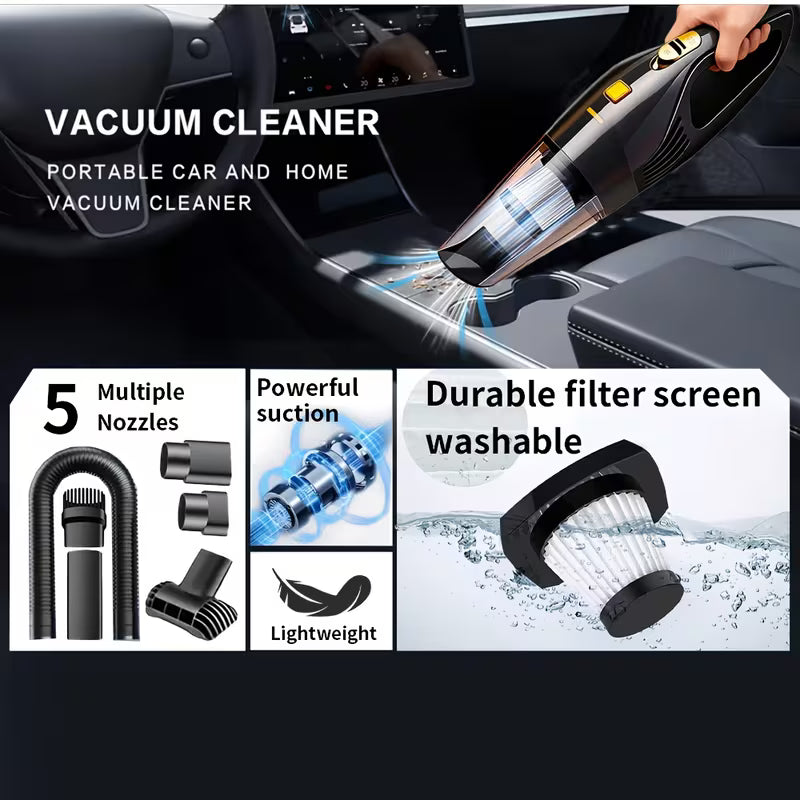 Mini Cordless Handheld Vacuum Cleaner | Powerful Suction for Pet Hair, Dust, Crumbs & Small Messes | Perfect for Home & Car Cleaning | Lightweight, Portable & Wireless with Multiple Attachments | Quick Clean Anytime Anywhere