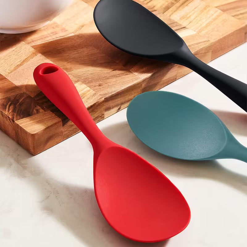 Piece One-Piece Silicone Rice Spoon, Non-Stick Heat Resistant Kitchen Utensil for Rice Cooker, Serving Spoon for Rice, Salad & Mashed Potatoes