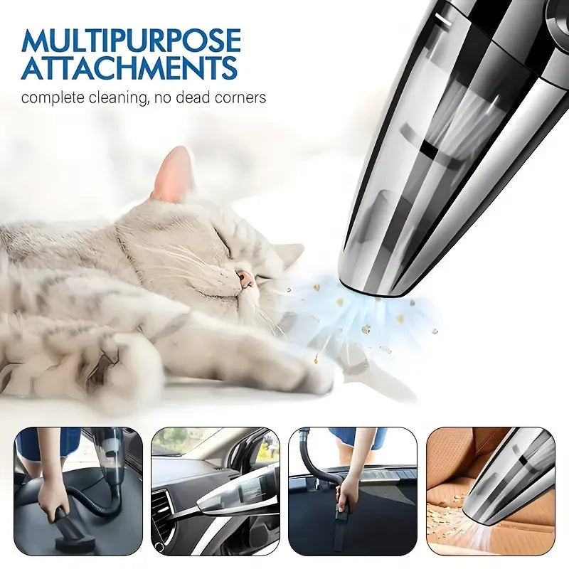Mini Cordless Handheld Vacuum Cleaner | Powerful Suction for Pet Hair, Dust, Crumbs & Small Messes | Perfect for Home & Car Cleaning | Lightweight, Portable & Wireless with Multiple Attachments | Quick Clean Anytime Anywhere