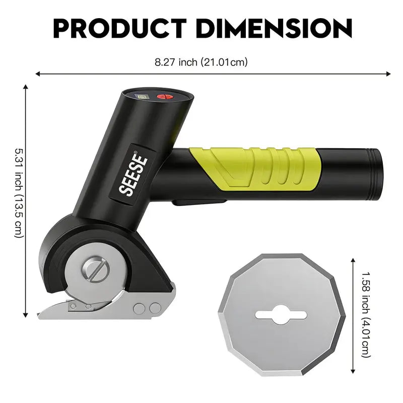 SEESE Cordless Electric Scissors, Rechargeable Cutter for Thin Cardboard, Carpet & Leather