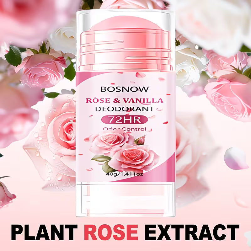 [Strong Deodorant And Fragrance] Rose Deodorant Stick, 72-Hour Long-Lasting Fragrance, Low-Allergy, Suitable for All Skin Types, Moisturizing, Bidding Farewell to Odor And Stickiness, Applicable for Underarms, Hands, Feet, And Body Deodorant Cream