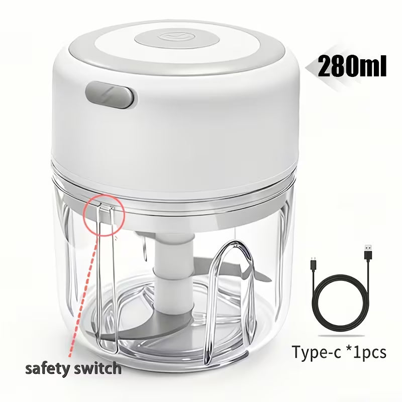 FLZH Electric Food Chopper, 9.47oz Electric Garlic Chopper - Portable Mini Mincer with Easy Assembly, One-Handed Use & Multi-Function Design for Garlic, Ginger, Chili & Small Ingredients Great for Dorm Rooms & RV Kitchens