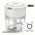 FLZH Electric Food Chopper, 9.47oz Electric Garlic Chopper - Portable Mini Mincer with Easy Assembly, One-Handed Use & Multi-Function Design for Garlic, Ginger, Chili & Small Ingredients Great for Dorm Rooms & RV Kitchens