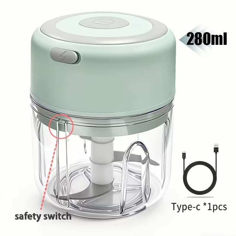 FLZH Electric Food Chopper, 9.47oz Electric Garlic Chopper - Portable Mini Mincer with Easy Assembly, One-Handed Use & Multi-Function Design for Garlic, Ginger, Chili & Small Ingredients Great for Dorm Rooms & RV Kitchens