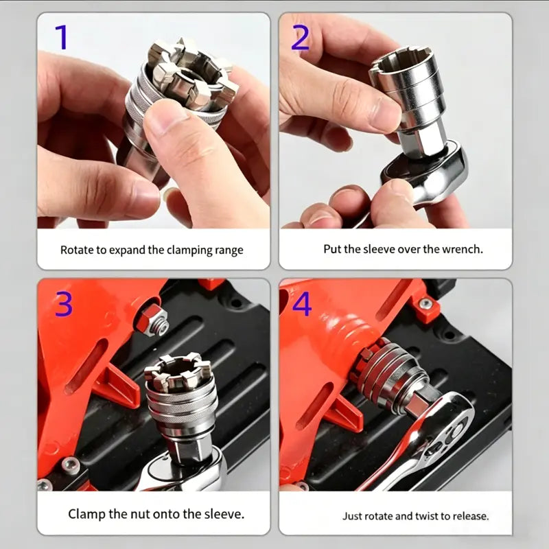 Multi-Function Universal Socket Wrench Tool - Universal Maintenance Tool, Adjustable Universal Socket Wrench, Universal Socket Tool for 3/8" Drive Ratchet Torque Wrench & Power Drill