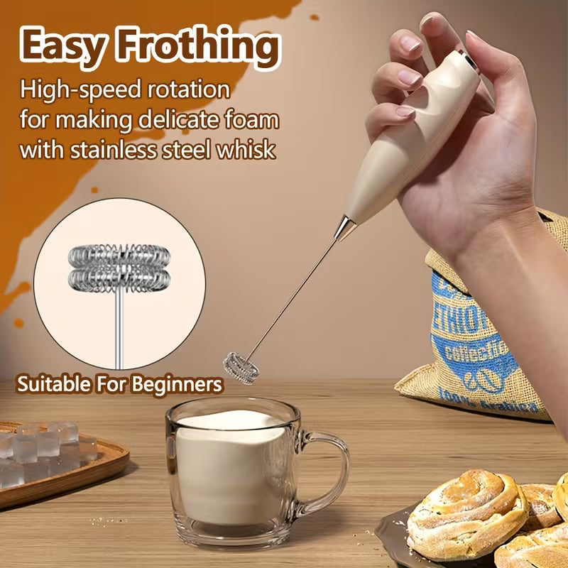 1pc Deluxe Stainless Steel Handheld Milk Frother - Whip Creamy Latte, Cappuccino, And Chocolate Foam with Ease - Perfect for Coffee Lovers, Baristas, And Home Use