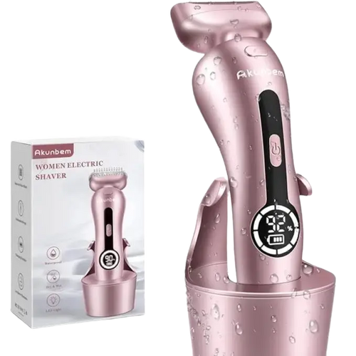 Akunbem Electric Shaver for Women Best Electric Razor for Womens Bikini Legs Underarm Public Hairs Rechargeable Trimmer with Detachable Head Cordless Wet Dry Use Precise Safe